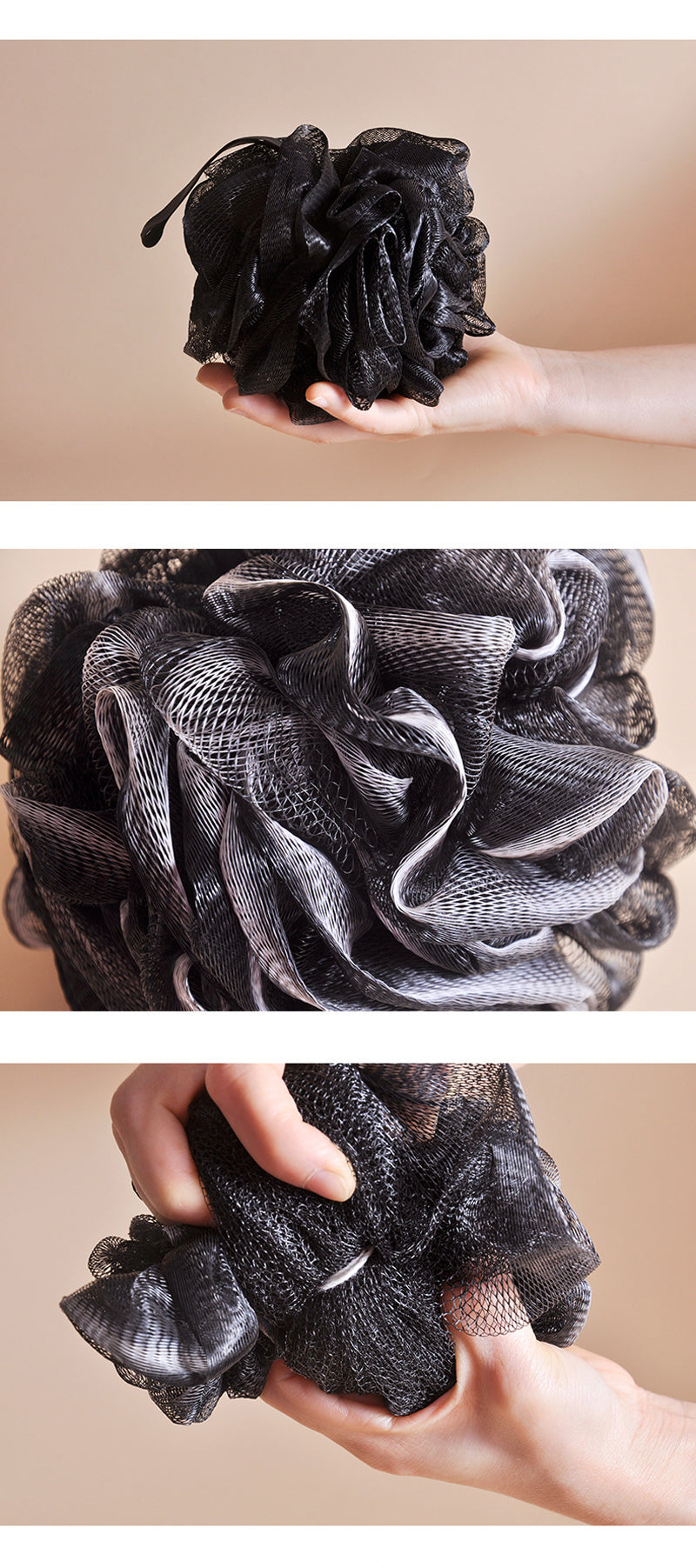 Lalasis 60 gram black natural shower puff ball loofah bath sponge